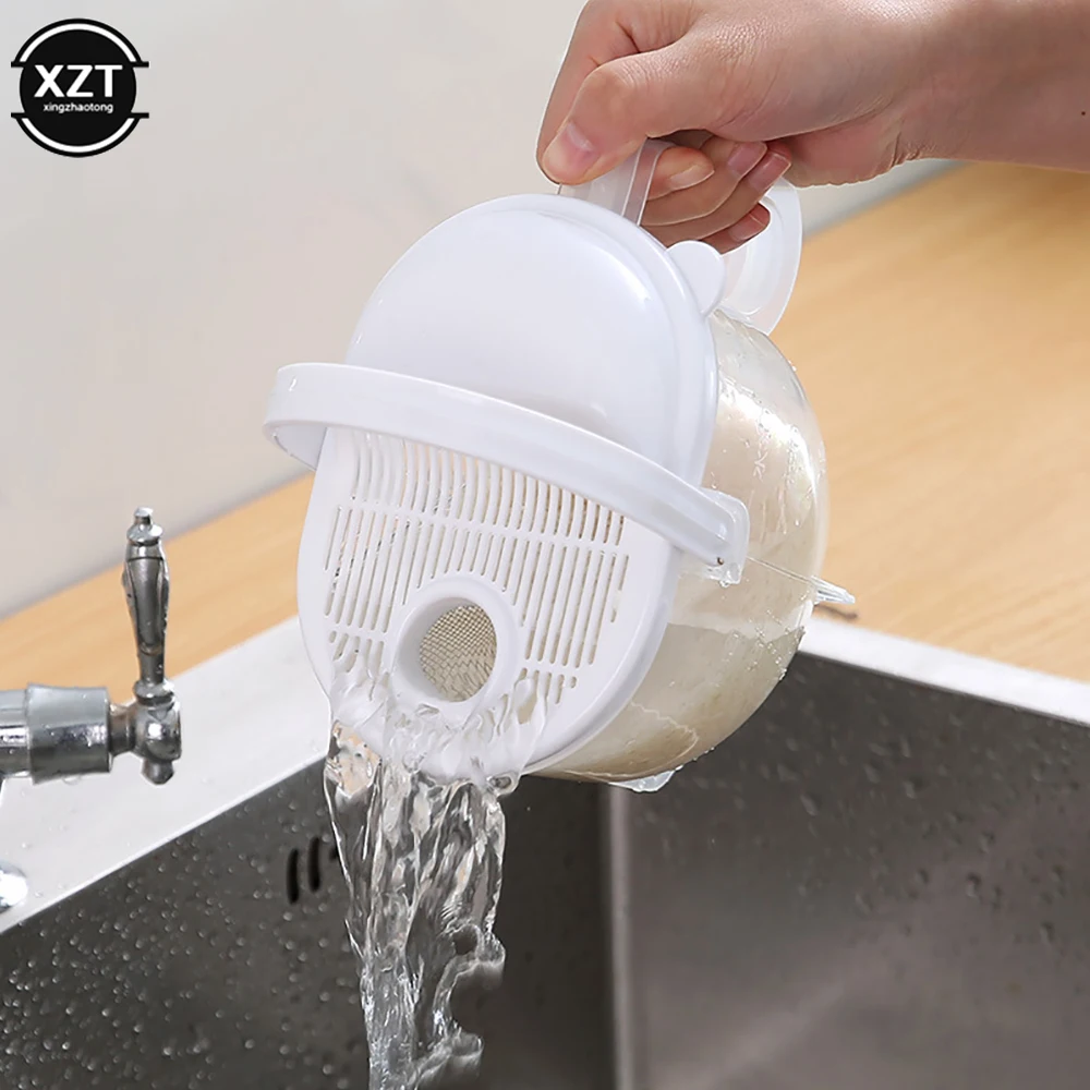 1PCS Hot Sales Plastic Washing Rice Bean Sieve Hands-free Kitchen Quick Rice Cleaning Tool Portable Machine Washing Rice Sieve