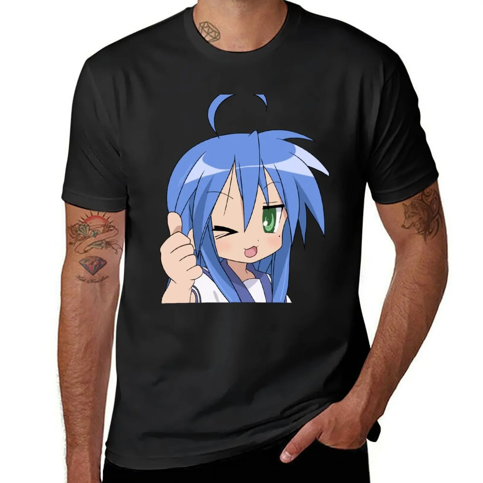 

Lucky Star Thumbs Up Konata T-Shirt graphic t shirts kawaii clothes luxury t-shirt heavy weight t shirts for men