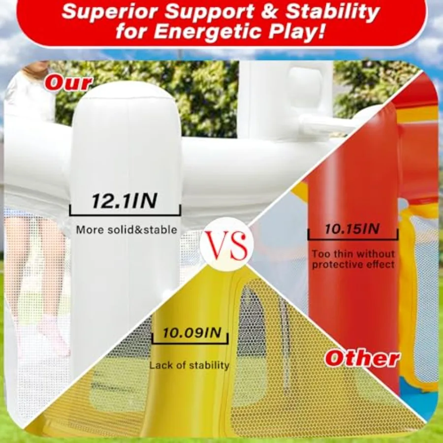منزل ترتد مع حفرة كروية للأطفال من سن 3 إلى 6 سنوات، حارس داخلي قابل للنفخ، مادة مقاومة للماء ومتينة، قلعة نطاطة بيضاء خارجية