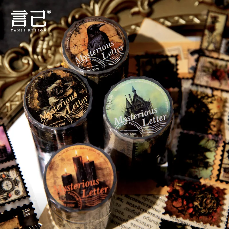 Mysterious Letter British Stamp Vintage Plated Paper Sticker Roll Scrapbook Jurnaling Diary Decorative Collage image 2