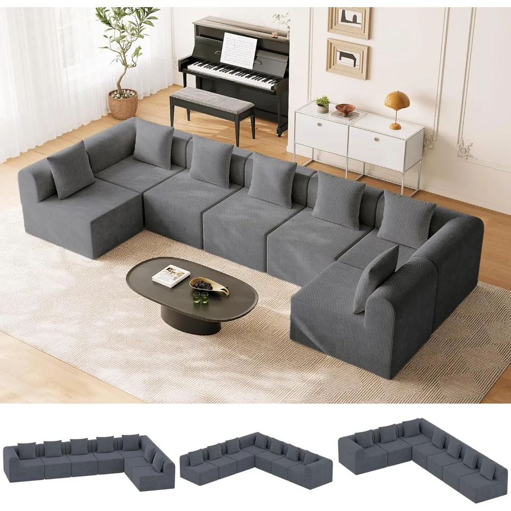 أرائك مقطعية مقاس 197.6 بوصة لغرفة المعيشة مع مقعد عميق وأريكة سحابية على شكل حرف L وإسفنج الذاكرة عالي الكثافة #6