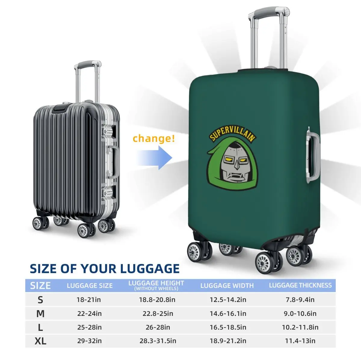 MF DOOM Suitcase Cover Protection Elastic Travel Luggage Protector Covers for 18-32 Inch