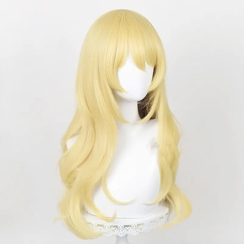 Perruque de cosplay d'anime bouclée dorée pour Kaori Miyazono, votre mensonge en avril perruque réaliste pleine tête
