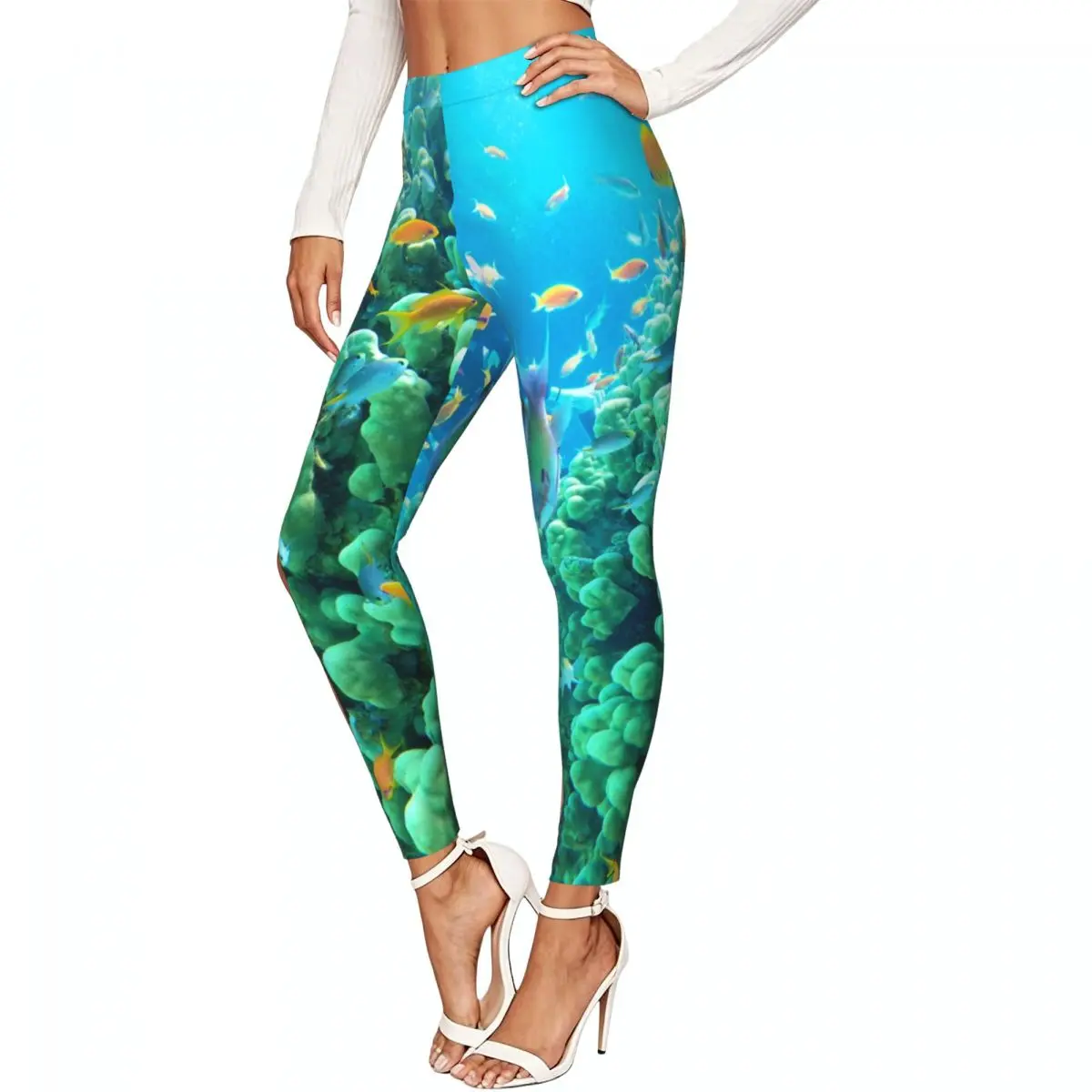 Coral Reef And Water Plants In The Red Sea Women Stretchy Leggings High Elastic Comfortable Fitness Yoga Pants