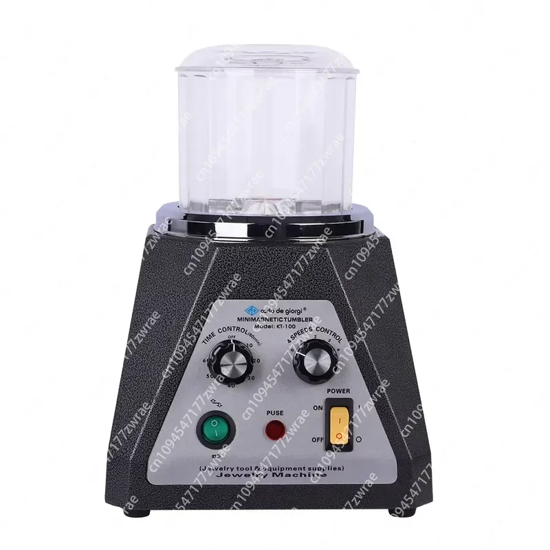 KT-100 Small Magnetic Rotary Tumbler Polisher Machine Metal Deburring Tumbler Polish Electric Magnetic Jewelry Polishing