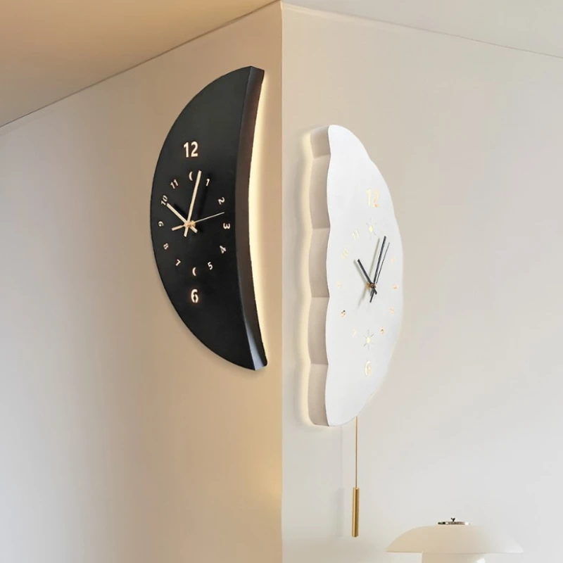 Corner Wall Clocks Modern Luxury Clock Wall Art Decoration Clocks Living Room Silent Mechanism Watch with Light Aesthetic Decor