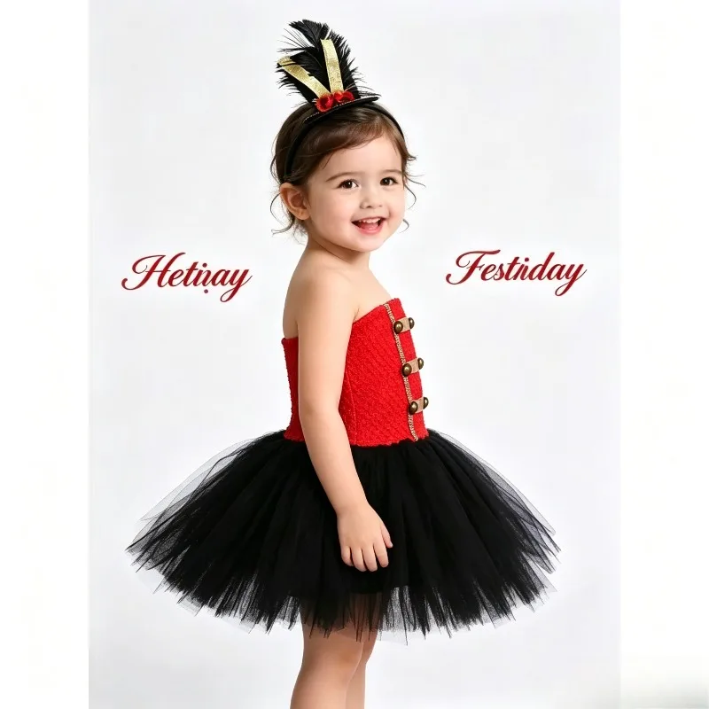 

British Vintage Dress Set Military Tassel Strap Tulle Cosplay Holiday Birthday Party Stage Performance Trendy Festival Costume