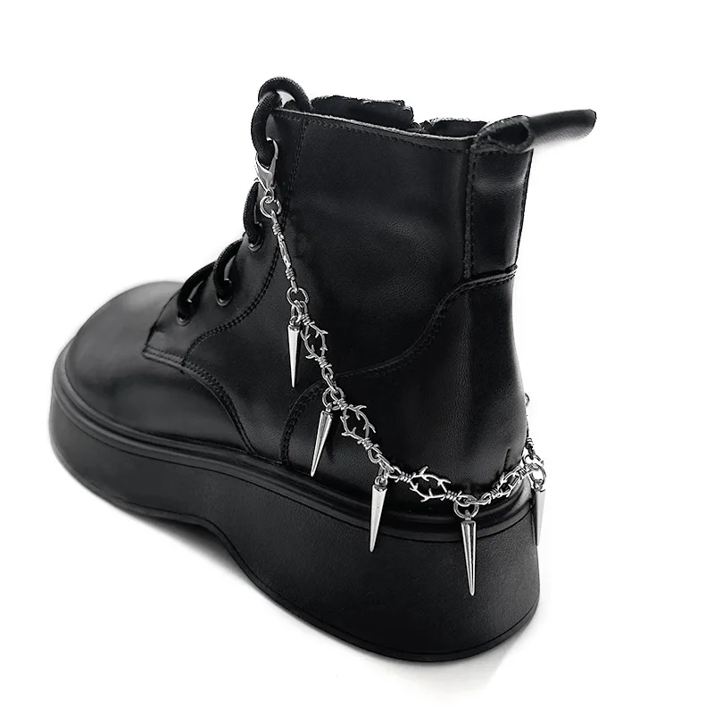 Design Punk Gothic Lace Thorn Spike Cones Shoe Chain Heart Charm Pendant Shoe Accessory for Martin Boots Canvas Shoes Sneakers