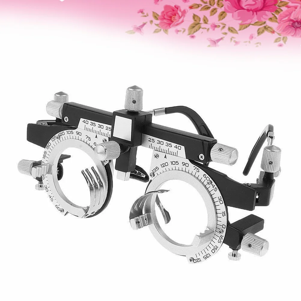 

Adjustable Optical Trial Lens Frame Silver Black Lightweight Metal Plastic Full Adjustments Temple Nose Rest Pd 48-80mm Eye