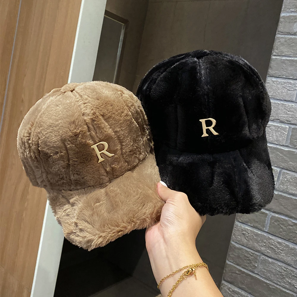 Autumn Winter Baseball Cap Women Artificial Wool Hats Keep Warm Cap Plush Baseball Caps Spring Baseball Cap Solid Sunshade