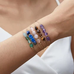 Fashion 12 Constellation Sign Natural Birth Stone Handmade Bracelet for Women Kids Aries Leo Braid Bracelet Birthday Gift