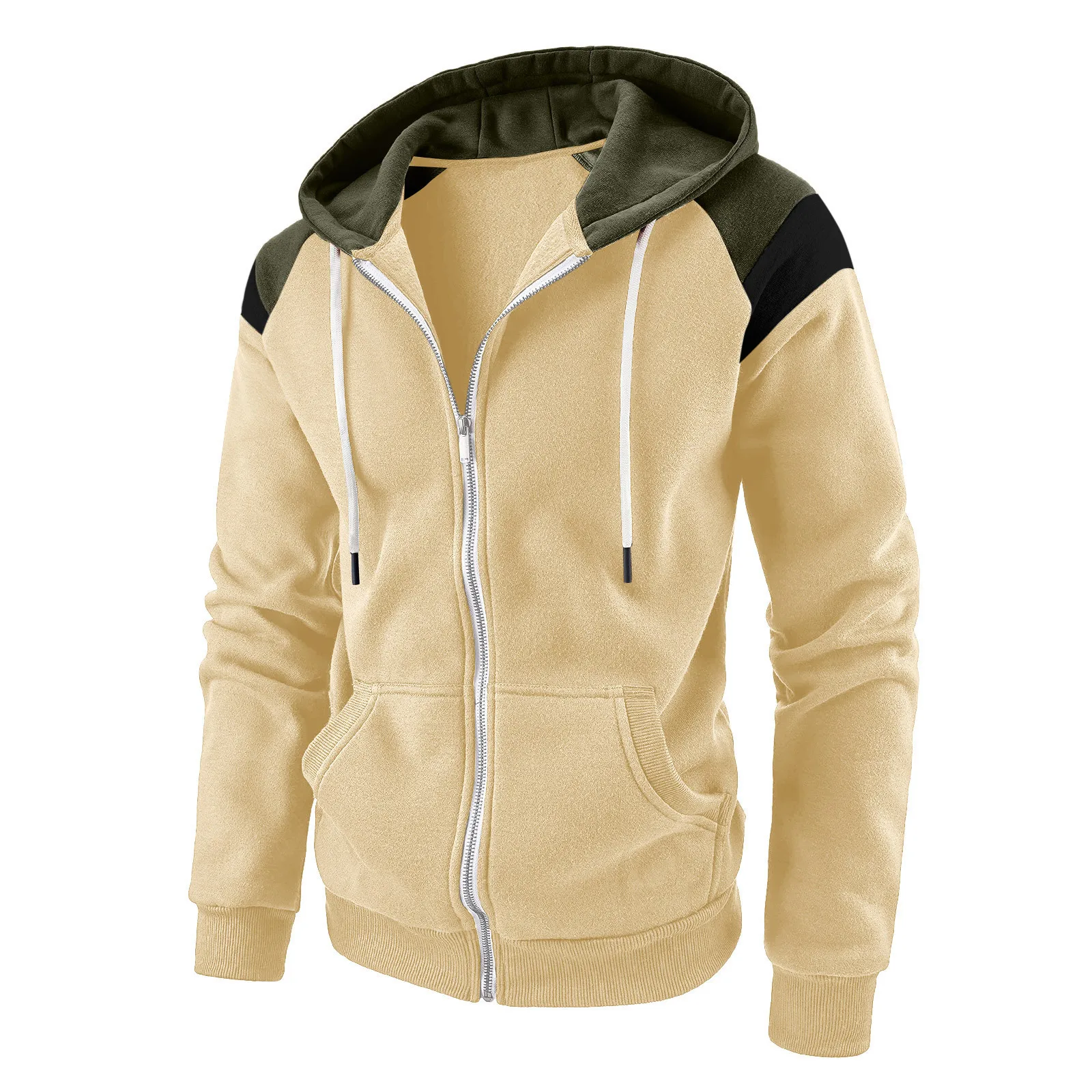 Solid color element hoodie new men's fashion trend hoodie Spring and autumn leisure comfortable breathable sweat absorption hood