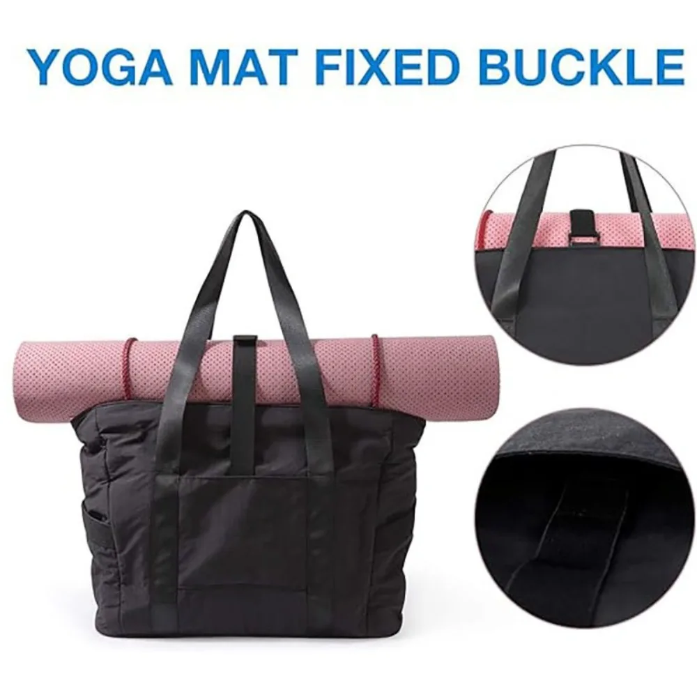 Nylon Yoga Mat Bag Solid Color Adjustable Yoga Mat Holder Gym Fitness Tote Bag with Yoga Mat Buckle Multi Pocket Travel Handbag