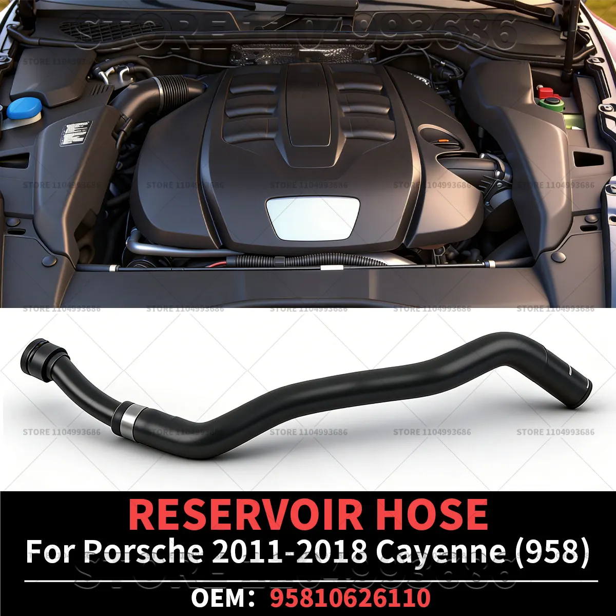 

For Porsche 2011 2012 2013 2014 2015 2016 2017 2018 Cayenne S Platinum Edition GTS Turbo S (958) RESERVOIR HOSE OEM 95810626110