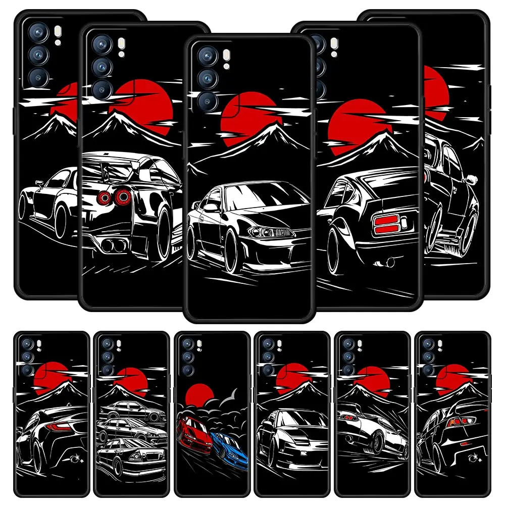 Japan JDM Sports Cars Male Men Case For Oppo Find X5 A54 A53 A52 A9 2020 A15 A95 A16 A76 A74 A12 Reno7 SE Reno6 Pro 5G Cover