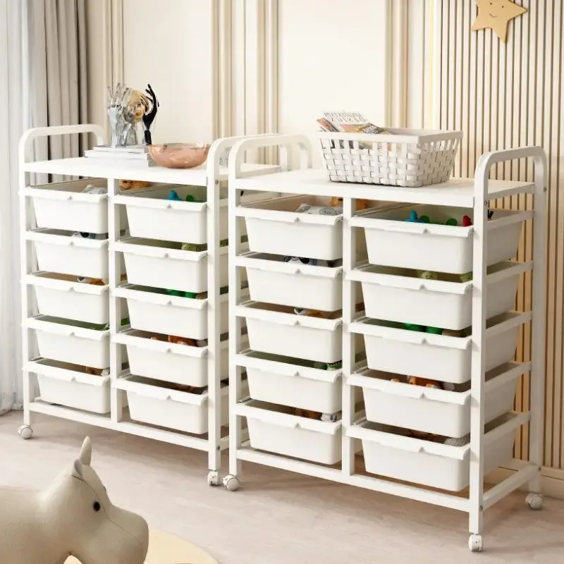 

Children's Toy Storage Rack Baby Toy Storage Large Capacity Children's Room Floor To Floor Mobile Storage and Sorting Cabinet