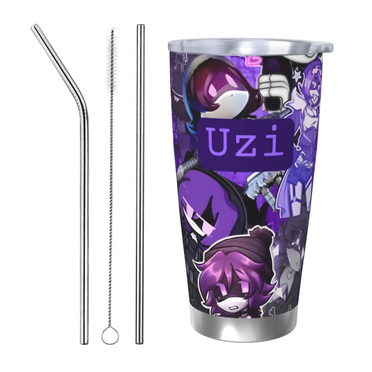 M-Murder-Drones 20oz Stainless Steel Car Mug Straw Thermal Iced Travel Cup Vacuum Insulated Coffee Hot Cup