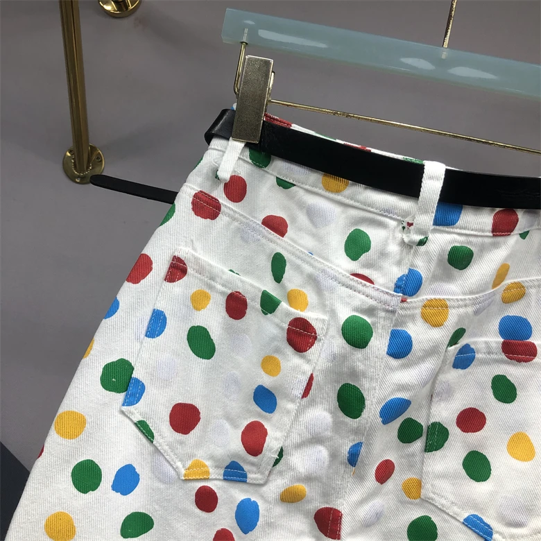 Colorful Polka Dot Jeans for Women 2024 Spring Autumn All-Matching Trousers High Waist Slimming Harem Pants High Waisted Jeans