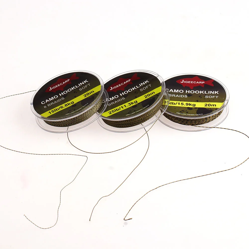 1 Stück Karpfen-Angelschnur, geflochtener Hooklink, weicher Rig, 15, 25, 35LB geflochtene Camo-Karpfenschnur für Hair Rig, Karpfenangelzubehör – Detail 7