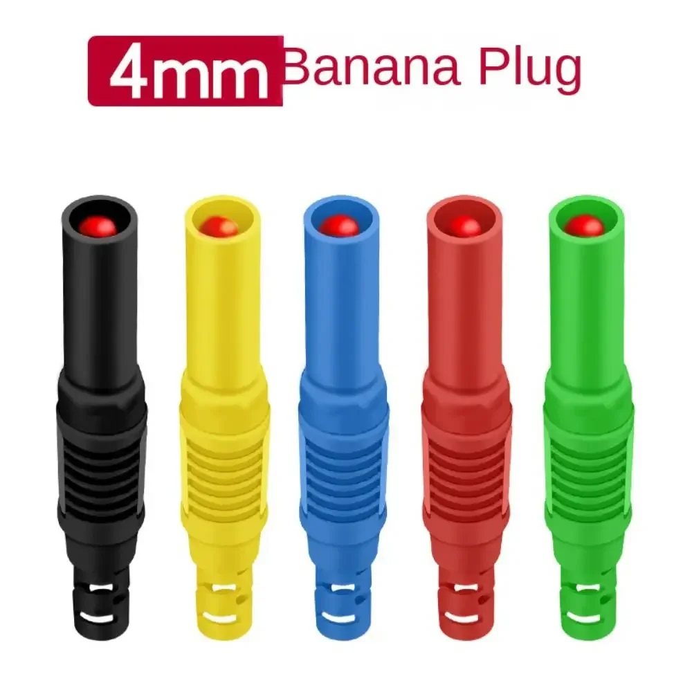 5pcs Straight 4mm Plug Banana Plug Stackable Connector Banana Socket Black Red Banana Jack For Instrumentation