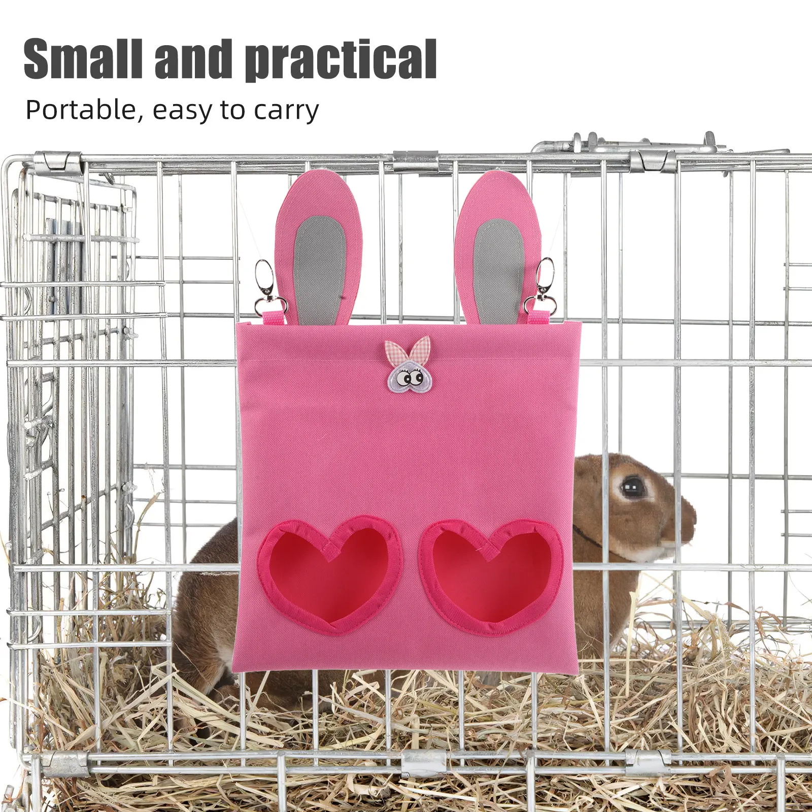 Bunny Hay Feeder Bag Hanging Hay Holder Dispenser for Small Animals Rabbits Chinchillas Guinea Pigs Hamsters Pet Supplies