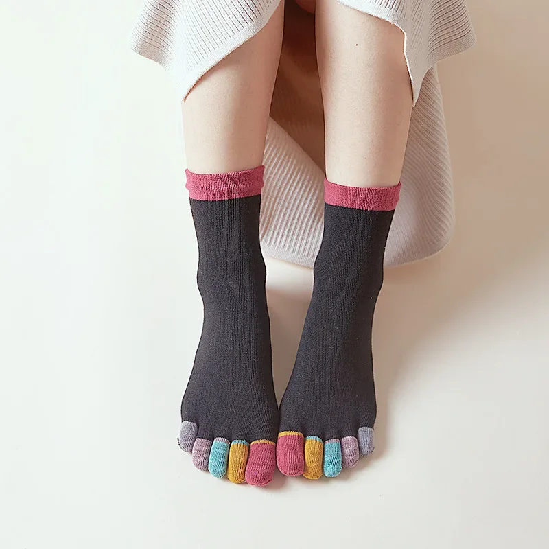 5 Pairs Boneless Sweat Absorbing Breathable Split Toe Socks for Spring, New Casual and Comfortable Pure Cotton Women's Socks