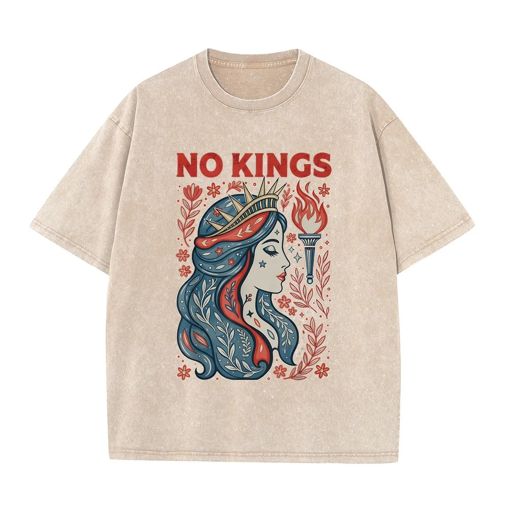 Retro No King T-Shirt Korean Reviews Many Men's Clothes T-Shirts For Men Cute Round Neck Staple 100 Cotton Tee Graphic Shirt