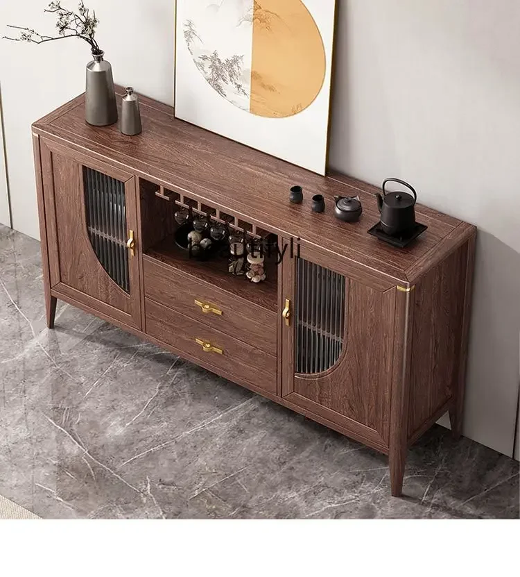 

V New Chinese Style Solid Wood Sideboard Wine Cabinet Integrated Wall Locker Tea Cabinet Storage Cabinet