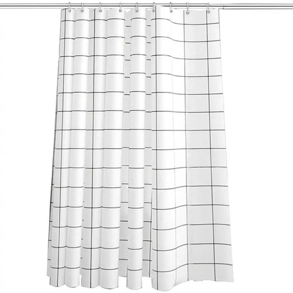 Geometric Grid Shower Curtain Waterproof Mold Proof PEVA Bathroom Partition Modern Style Thickened Fabric Home Decor