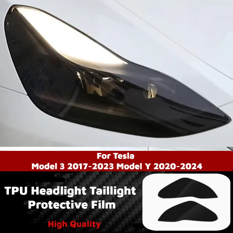 TPU Scheinwerfer- und Rücklichtschutzfolie für Tesla Model 3 Y 2017-2024 Rauchschwarz Abdeckung Wrap Aufkleber Auto-Außenzubehör – Detail 2