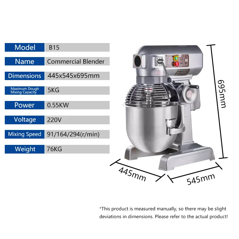 20L Silver Electric Hand Mixer New Bread Making Stand for Restaurant and Hotels Kitchen Equipment for Flours