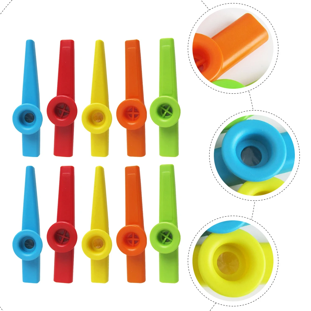 

10Pcs Musical Instrument for Kids Plastic Flute Performance Kazoo Ukulele Partner Smooth Surface Easy Practical