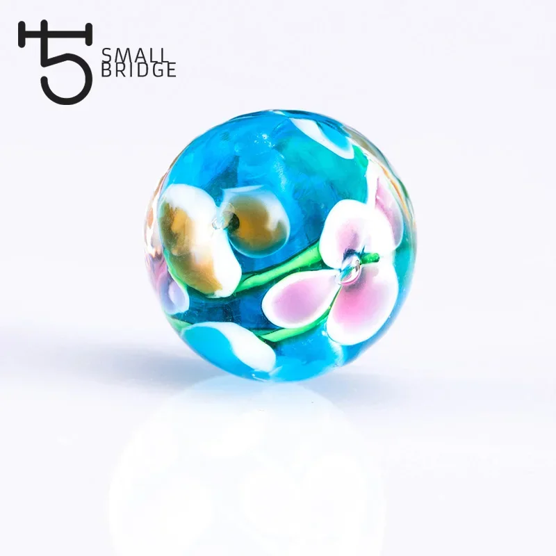 12mm Murano Handmade Lampwork Glass Beads Women\'s Jewelry Making Diy Beads Flower Transparent Round Beads Wholesale L201