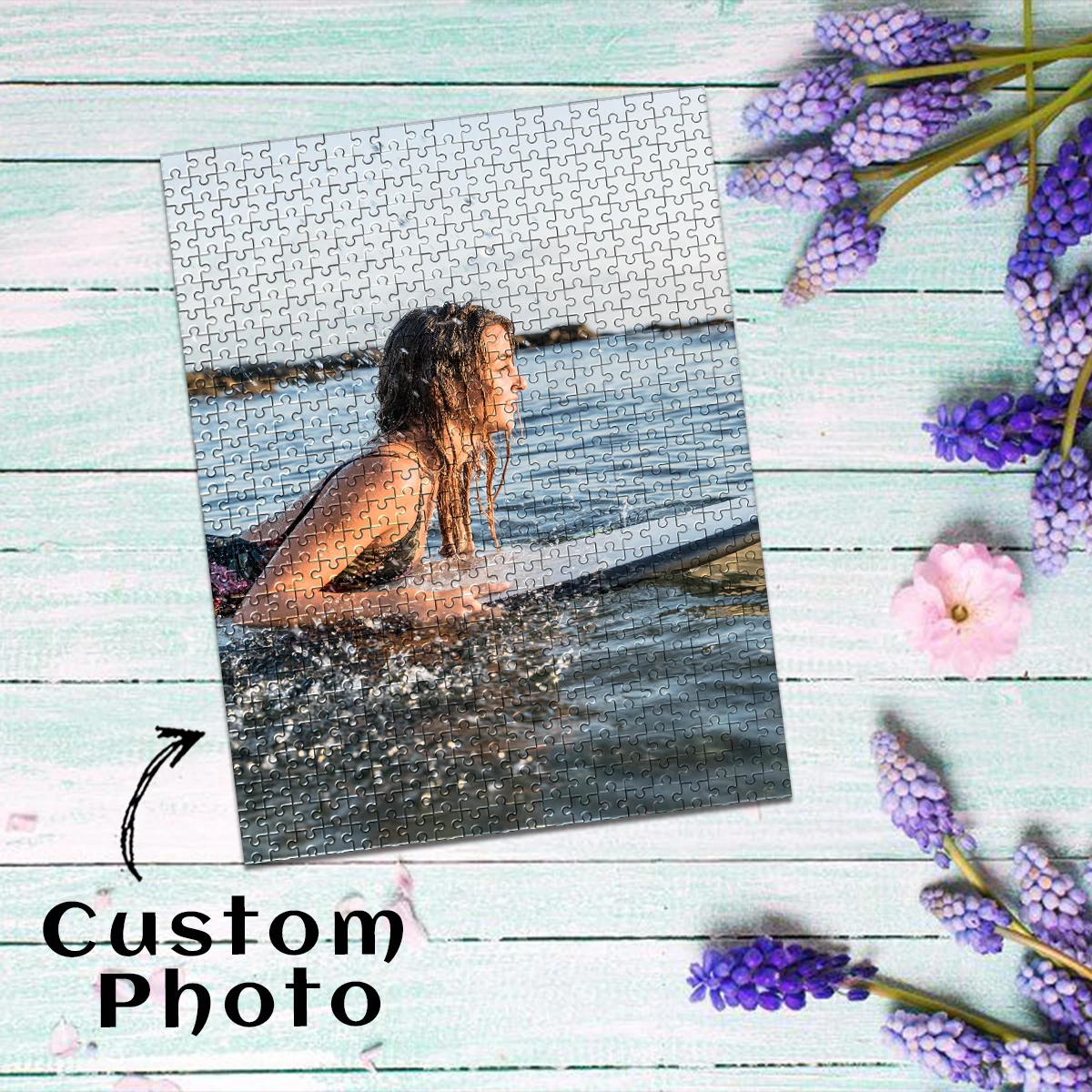 35/300/500pcs girl swim Customized Poster Mosaic Jigsaw puzzle Customizable Photo For Kids Toy Love Gift view 4