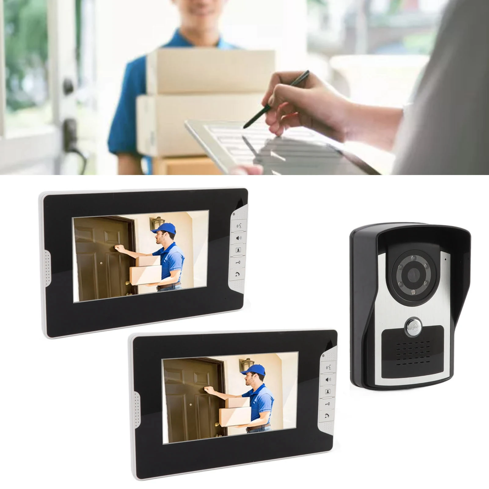 Video Intercom Doorbell Intercom System Visual Doorbell High Definition ABS Aluminum Acrylic Dual Monitor LCD Screen for Home