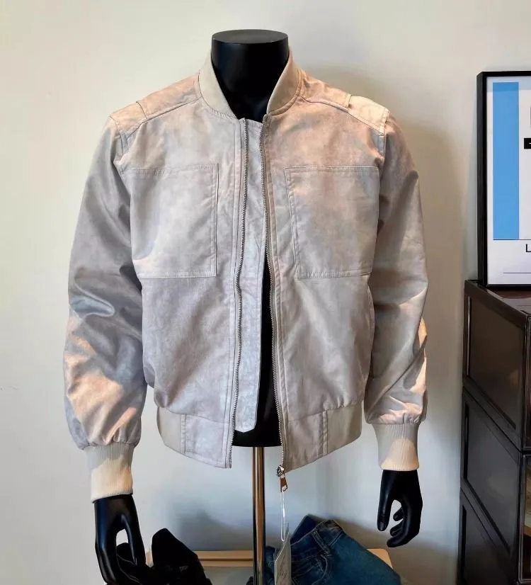 

Bomber Jackets Womens Jacket Techwear Autumn Jacquard Mesh Spliced O-Neck Slimming Flared Minimalist Korean Style Artistic Daily