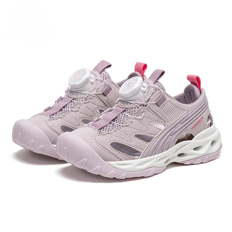 Summer Closed Toe Mesh Kids Sandals Rotating Buckle Slip On Beach Sneakers Light Casual Running Footwear For Boys Girls Outdoor