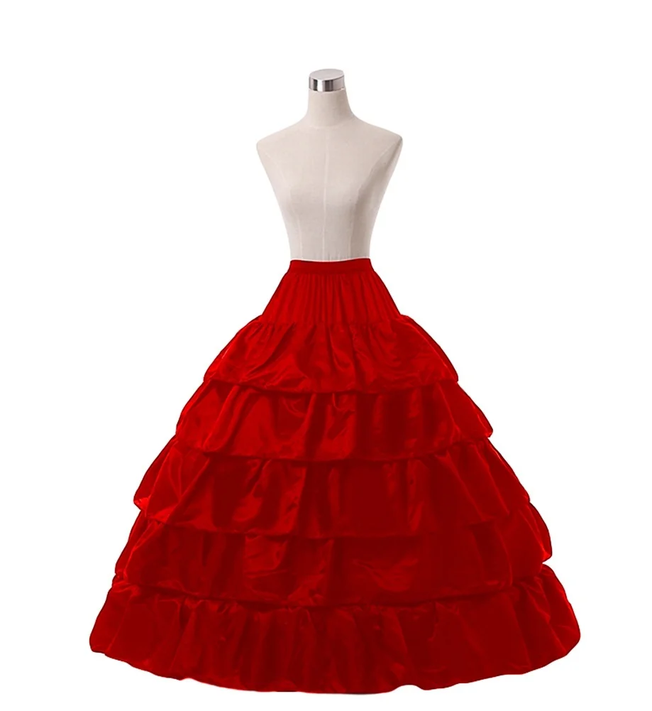 Nieuwe A-lijn Lange Petticoats Voor Floor Lengte Trouwjurk 4 Hoop Crinoline Ruches Petticoat Onderrok