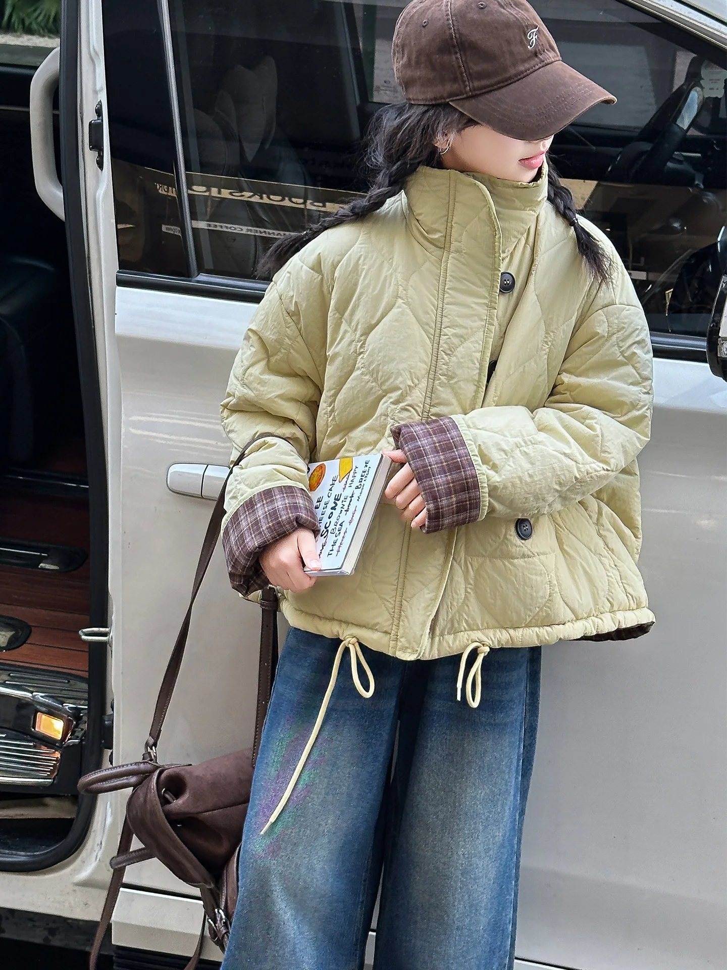 

Thiened Cotton Jaet for Girls Two-Sided Wear Autumn Winter Clothes School orm Sli Cotton Clothes for Junior High ...