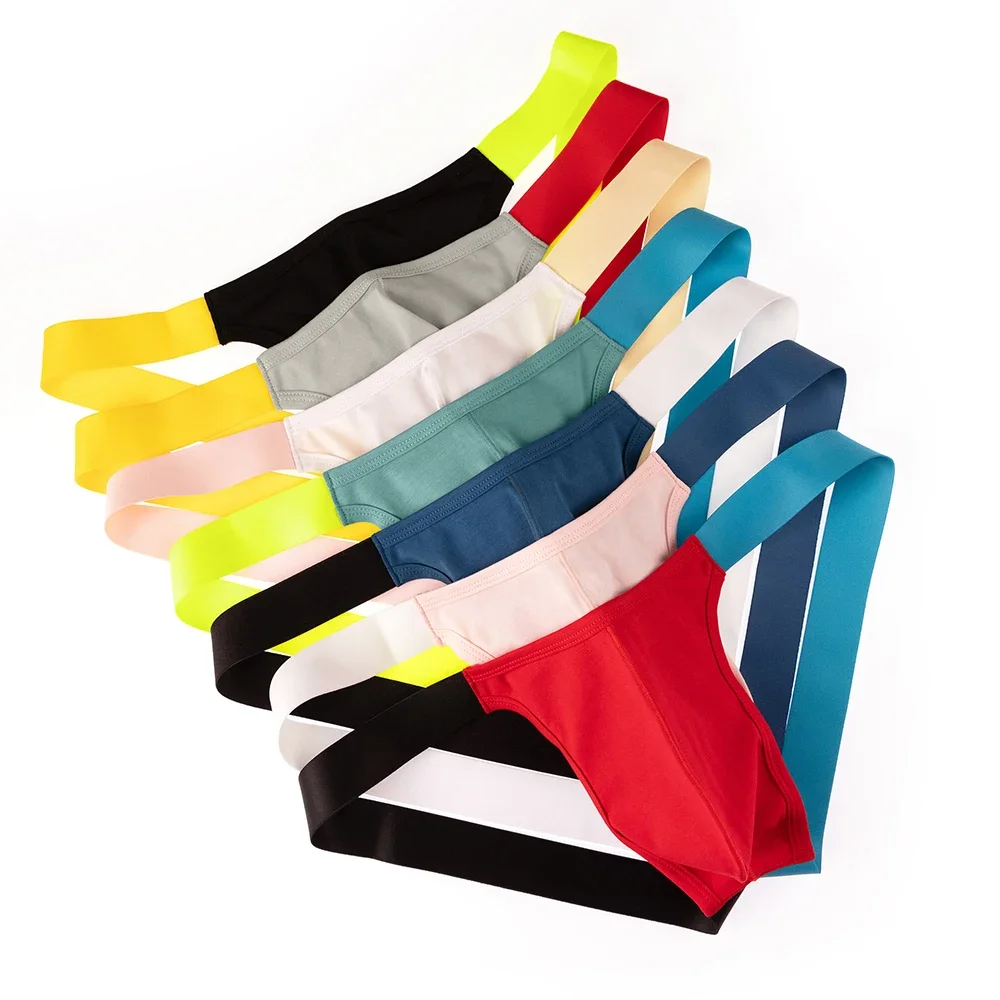 Men's Stretch Cotton Thong Breathable Low-Rise Color Block Gay Underwear Comfortable Flexible Bikini 3pcs/2pcs/1pc