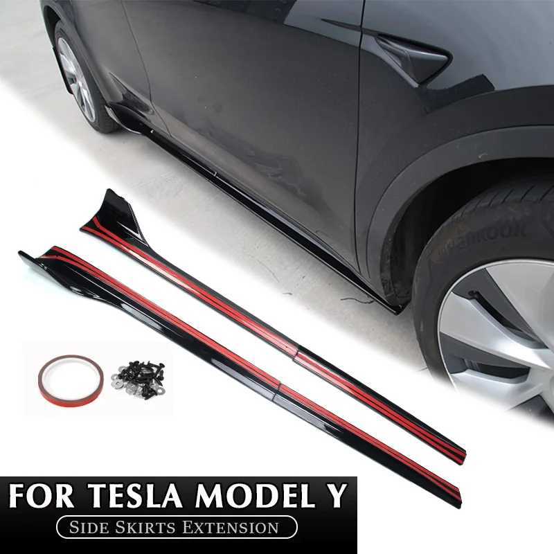 

4Pcs Car Side Skirts For Tesla Model Y Extension Rocker Panels Lip Splitters Spoiler Bumper Rocker Panels Accessories 2020-2023