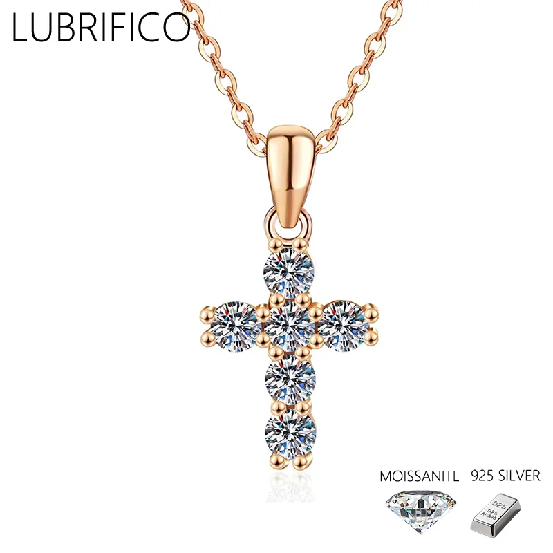 

3mm D Color Moissanite Cross-shaped Necklace 925 Sterling Silver Lab Diamond Pendant Women Gifts Wedding Fine Jewelry Party