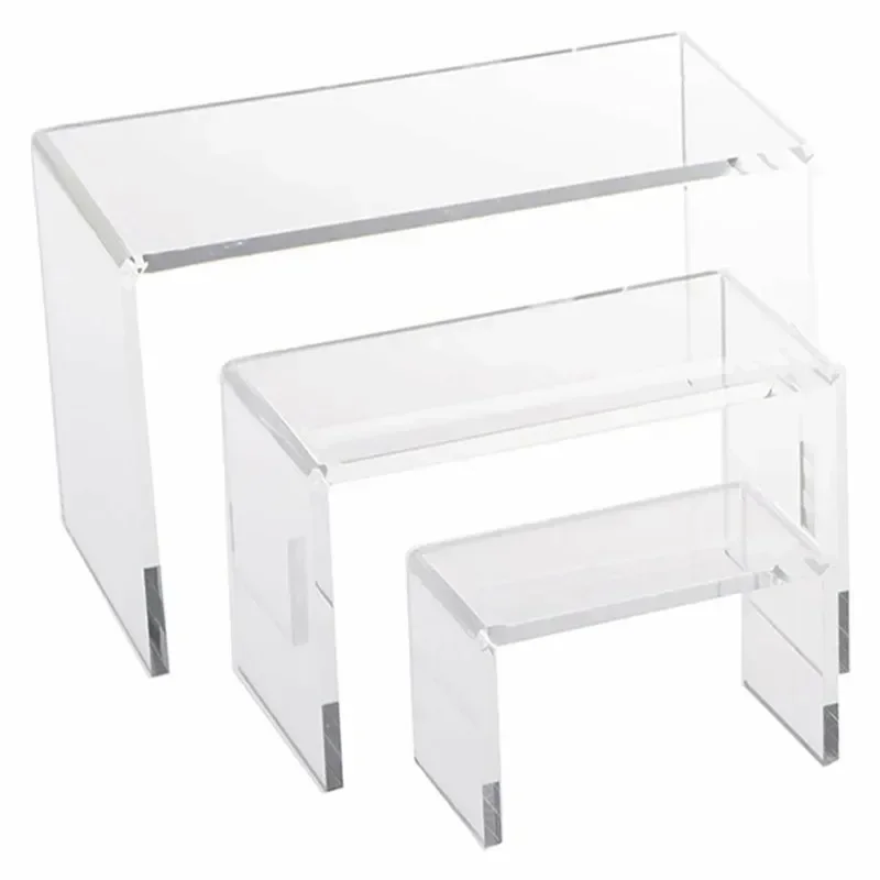 

3Pcs/set 3mm Acrylic Display Stand Clear U Shaped Glass Counter Jewelry Showcase Storage Rack White Black Shelf Holder