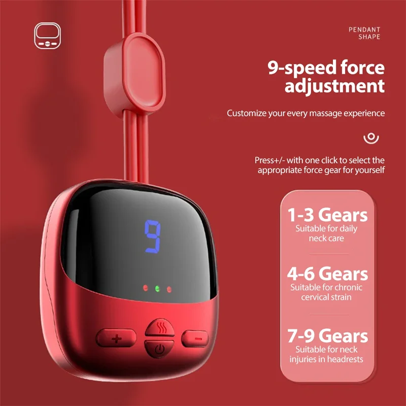 Masajeador colgante de compresión caliente, mini masajeador de cuello con collar, potente masajeador de cuello, masajeador de pulso eléctrico, collar estético elegante
