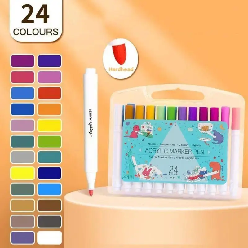 

652F Pack of 24 Water Baseds Color Marker Pen for 3D Print Models Sunproof Quick Dry