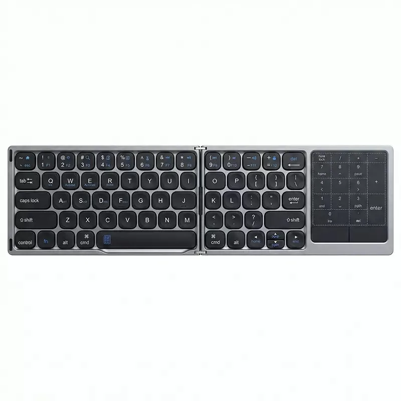 Touch-Enabled Dual-Mode Foldable Keyboard Multi-System Compatible Rechargeable Portable BT Keyboard for Tablets Smartphones