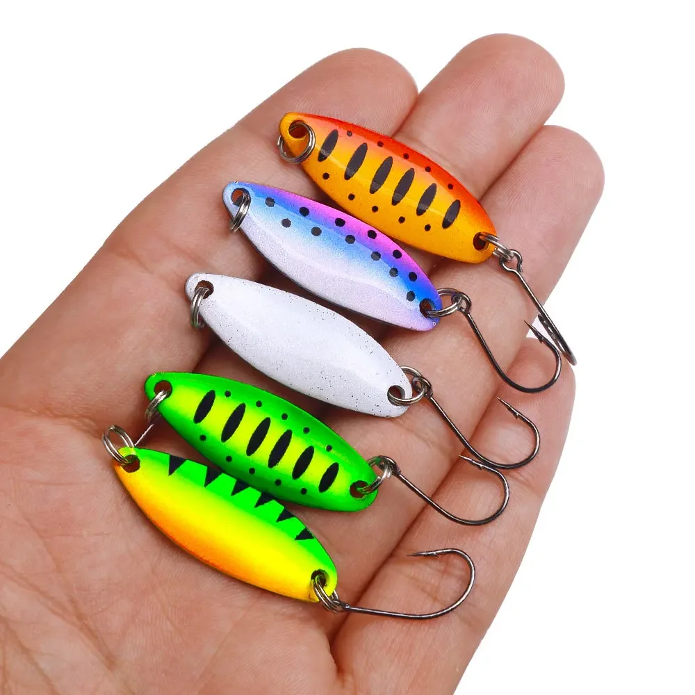 Mini Fishing Lure 3.6cm/2.5g Spoon Metal Lures Spinner Bait Minnow Small Fish Single Hook Jig Stream Trout Baits Pesca