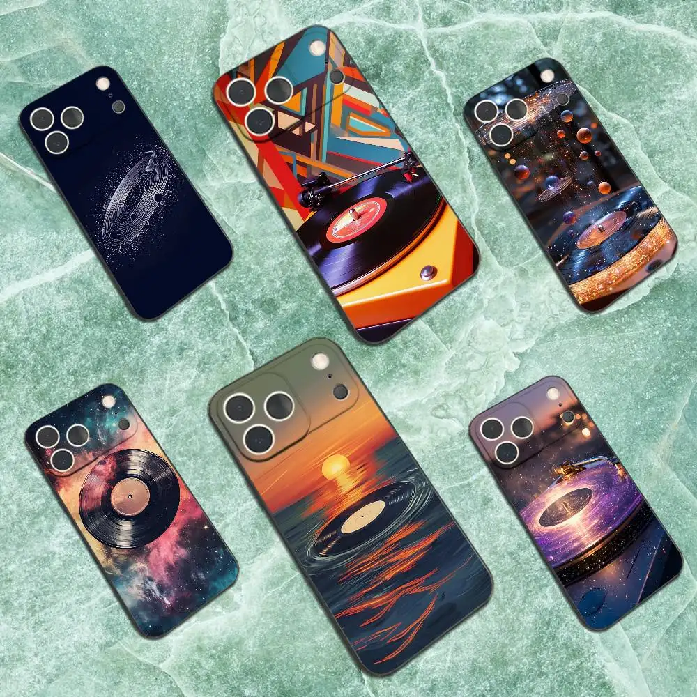 

Vinyl Record DJ Art Phone Case For iPhone 17,16,15,14,13,12,11 Plus,Pro Max,XS,X,XR,SE,Mini,8,7,Soft Silicone Black Cover