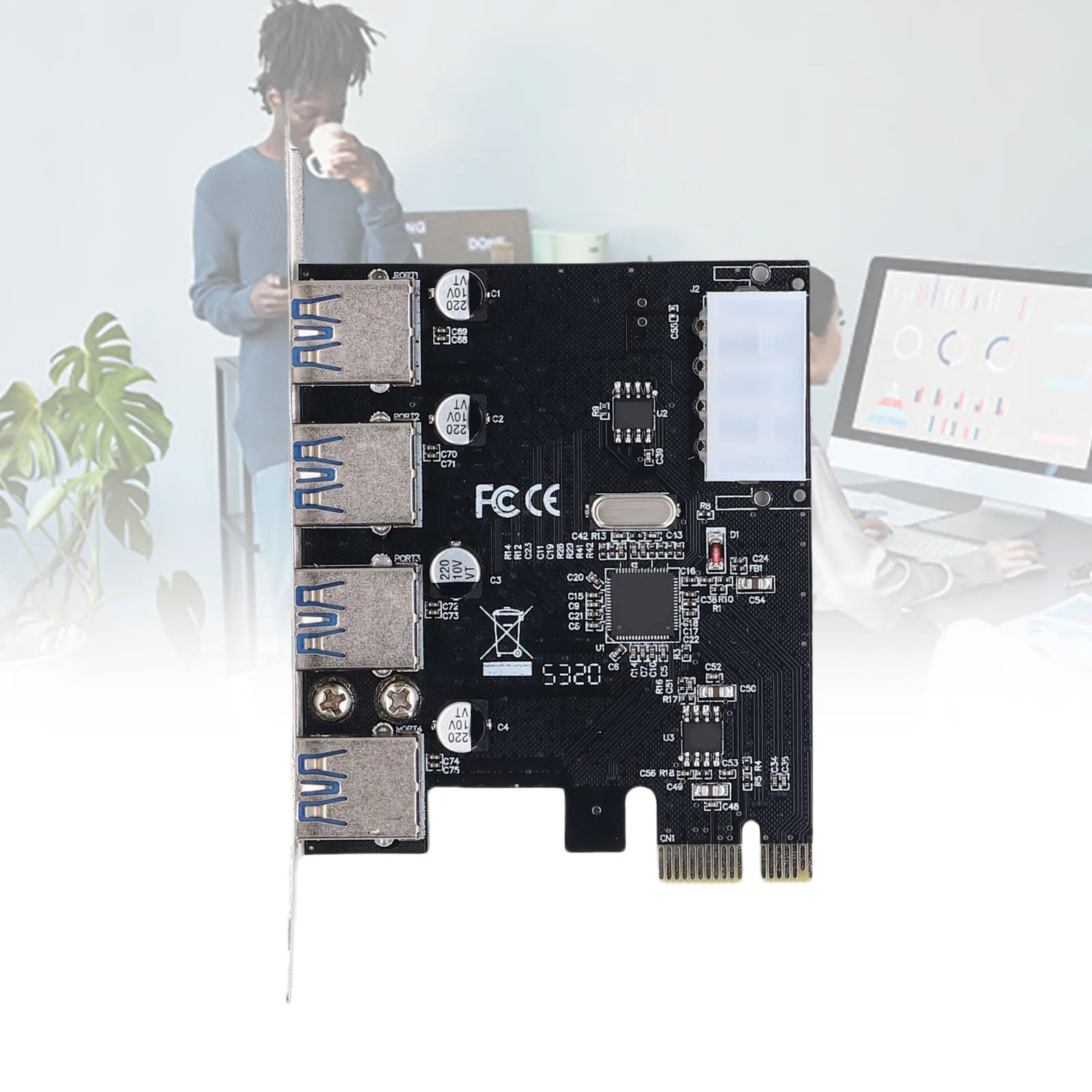 

USB 3.0 PCI Express Expansion Card Support for Windows 2000 System 5Gbps 4 Ports Ultra High Speed for Desktop PC USB Port Card