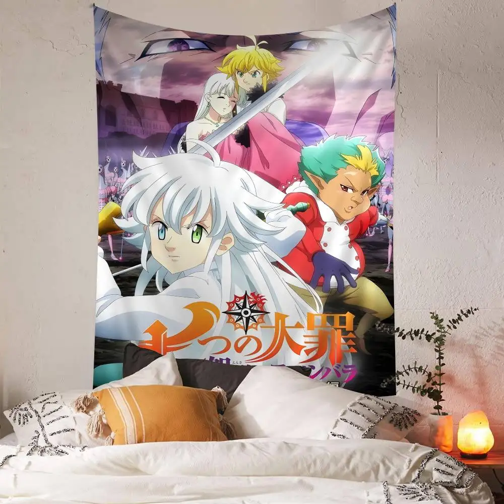 الخطايا السبع المميتة المعلقة نسيج البوهيمي اليابانية قماش مزخرف جداري أنيمي Kawaii ديكور الغرفة #3